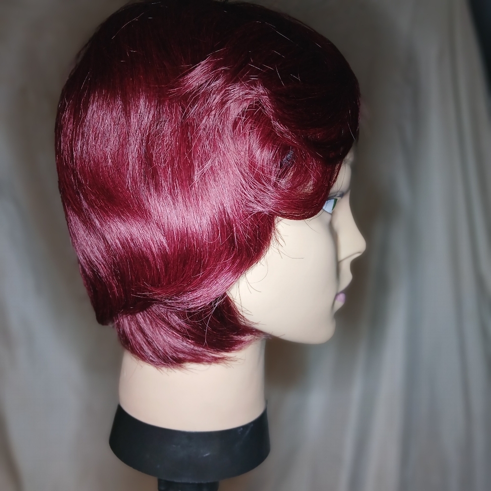 Red Wine Pixie Cut 100% Remy Human Hair Wig